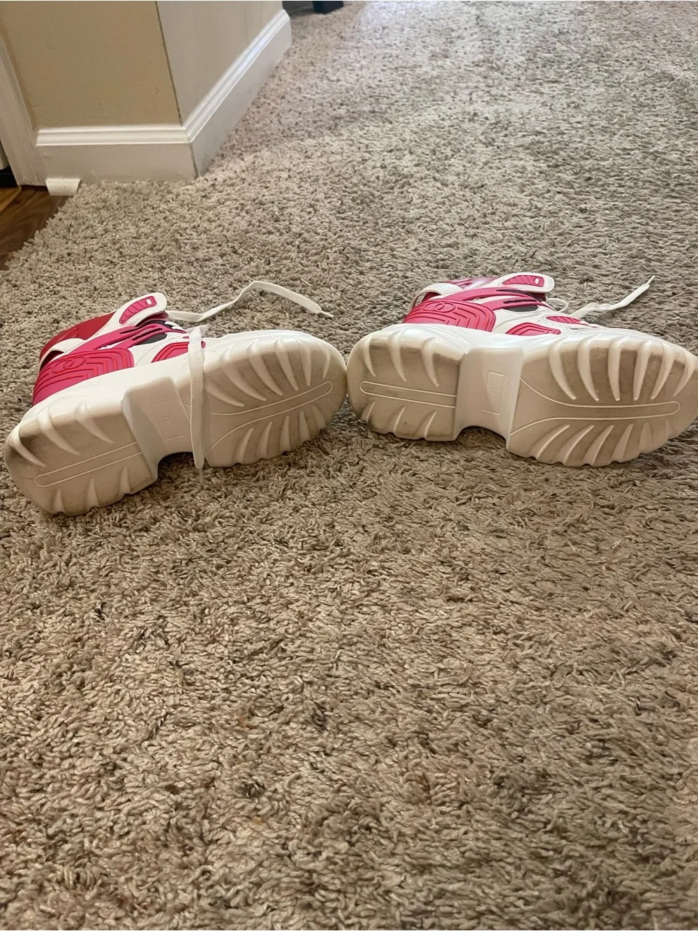 Anthony Wang Chunky Colorblock High-Top Sneakers in White, Blue & Pink. Sz 9.